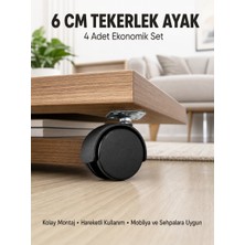 Astraltech Halı ve Beton Uyumlu Kilitsiz Mobilya Tekerleği 4’lü