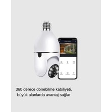 Zero Land Kmrsfres 360° Akıllı Güvenlik Kamerası – Duya Takılabilir, Wi-Fi Bağlantılı, Hareket Sensörlü