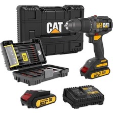 Tech Butiq Cat DX1120 18VOLT/2.0AH Li-Ion Çift Akülü Darbeli Matkap + 45 Parça Vidalama Uç Seti