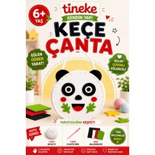Tineke Kendin Yap Panda Keçe Çanta Yapım Seti | Çocuk El Sanatları Hobi Kiti | Beyaz Ip ve Plastik Iğne Dahil | 6 Yaş+ 1 Adet