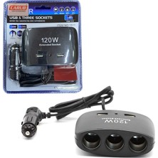 Çakmak Soketi 12V Kablolu 3 Lü USB Li
