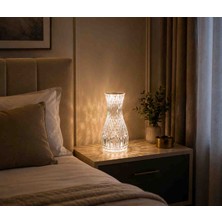 Minevoo Şarjlı Kristal Görünümlü LED Masa Lambası – Dokunmatik Dekoratif Gece Lambası – Kablosuz