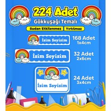 Sb Store Okul Kreş Kişiye Özel Isim Etiket Seti Gökkuşağı Temalı - Model 741