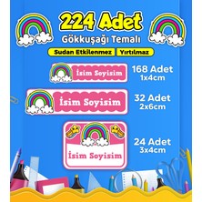Sb Store Okul Kreş Kişiye Özel Isim Etiket Seti Gökkuşağı Temalı - Model 746