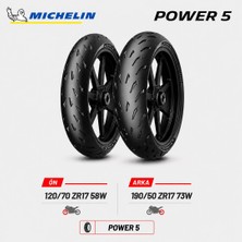 Michelin Power 5 120/70 ZR17 58W - 190/50 ZR17 73W Ön Arka Motosiklet Lastik Takımı