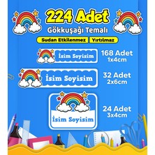 Sb Store Okul Kreş Kişiye Özel Isim Etiket Seti Gökkuşağı Temalı - Model 749