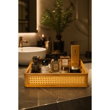 Naturel Dekor Bambu Hazeran Detaylı Saklama Kutusu, Düzenleyici, TEPSI 33X22 Cm, Bohem, Sepet, Organizer, Iskandinav, Modern