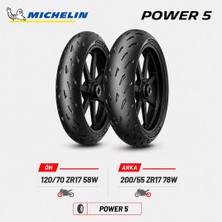 Michelin Power 5 120/70 ZR17 58W - 200/55 ZR17 78W Ön Arka Motosiklet Lastik Takımı