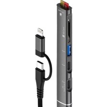 Uslucan Alışveriş ZR563 Lightning Type-C 5 In 1 USB Hub Card Reader