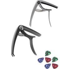 Valor Maxword Q10-BK-GR Çinko Alaşımlı Profesyonel Kapo Üst Kalite Capo 2 Adet (Tüm Gitarlar ile Uyumlu)