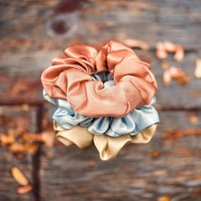 Valor 3'lü Orta Boy Saf Ipek Saç Tokası Seti (3,5 Cm, 3 Adet) (Blush, Soluk Mavi, Şampanya)