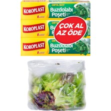 Valor Koroplast 3'lü Çok Al Az Öde Ekonomik Paket Orta Boy 90'lı Buzdolabı Poşeti, Sızdırmaz & Bpa Içerme
