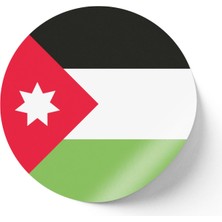 İberk 24 Adet - 7 cm Sticker Etiket - Vektörel Ülke Bayraklı Jordan Ürdün Bayrağı