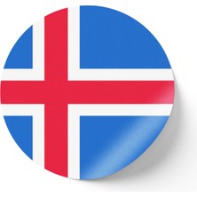 İberk 24 Adet - 7 cm Sticker Etiket - Vektörel Ülke Bayraklı Iceland Izlanda Bayrağı