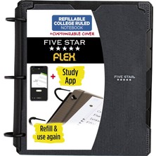 Valor Five Star Flex Doldurulabilir Not Defteri + Çalışma Uygulaması, Kolej Çizgili Kağıt, 2,5 cm Techloc