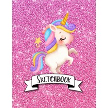 Valor Sketchbook: Cute Unicorn Glitter Affect Sparkle Pink Background, Large 8.5" x 11", 110 Pages, Perfe