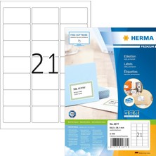 Valor Herma 4677 Adres Etiketleri Din A4 63,5 x 38,1 Mm, Kağıt, Mat Kendinden Yapışkanlı, Yazdırılabilir,