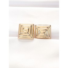 Armüz Pirinç Gold Renk Kare Form Küpe