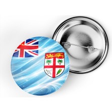 İberk 5 Adet - Iğneli Çanta Rozeti - Fiji – Fiji Bayrağı - Abstract Ülke Bayraklı