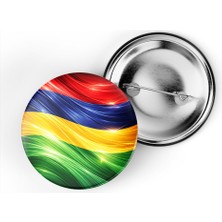 İberk 5 Adet - Iğneli Çanta Rozeti - Mauritius – Mauritius Bayrağı - Abstract Ülke Bayraklı