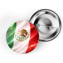 İberk 5 Adet - Iğneli Çanta Rozeti - Meksika – Mexico Bayrağı - Abstract Ülke Bayraklı