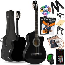 Valor Fourtune Luca CW-200BK Kesik Kasa Siyah Klasik Gitar Seti 4/4 Sap Ayarlı (Cutaway)