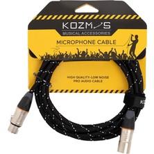 Valor Kozmos KCL-024-3M Siyah Örgülü Xlr-Xlr Mikrofon Kablosu (Gri Uçlu)