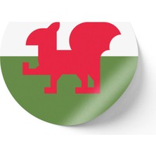 İberk 24 Adet - 7 cm Sticker Etiket - Vektörel Ülke Bayraklı Wales Galler Galli Bayrağı