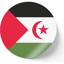 İberk 24 Adet - 7 cm Sticker Etiket - Vektörel Ülke Bayraklı Sahrawi Arab Democratic Republic Sahra Arap Demokratik Cumhuriyeti Bayrağı