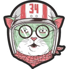 Valor Sticker Usta Vespa Kedi Sticker 00278 Renkli 9 x 10 cm