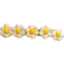 Valor Hülya 6683 4763 El Yapımı Polimer Kil Beyaz Papatya Çiçeği Tasarımlı Saç Tokası / 8 cm