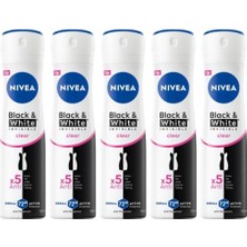 Valor Nivea Kadın Sprey Deodorant Black&white Invisible Clear 48 Saat Anti-Perspirant Koruma 150ML x 5 Ad