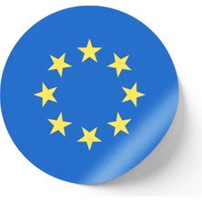 İberk 24 Adet - 7 cm Sticker Etiket - Vektörel Ülke Bayraklı European Union Avrupa Birliği Bayrağı