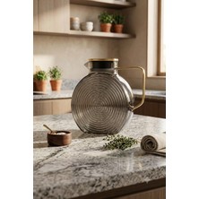 Reoona Borosilikat Cam Füme Salyangoz Desenli Sürahi 2500 ml Buzdolabı Kapağına Uygun