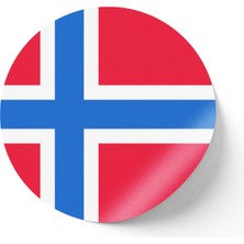 İberk 24 Adet - 7 cm Sticker Etiket - Vektörel Ülke Bayraklı Norway Norveç Bayrağı