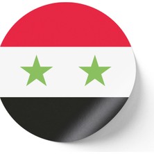 İberk 24 Adet - 7 cm Sticker Etiket - Vektörel Ülke Bayraklı Syria Suriye Bayrağı