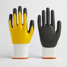 Valor Çift Nitril (Sarı-Siyah) No: 10 L Beden Polyester Double Nitril Iş Güvenlik Inşaat Eldiveni
