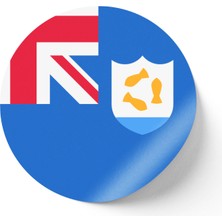 İberk 24 Adet - 7 cm Sticker Etiket - Vektörel Ülke Bayraklı Anguilla Bayrağı