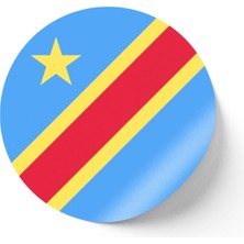 İberk 30 Adet - 5.5 cm Sticker Etiket - Vektörel Ülke Bayraklı Democratic Republic Of Congo Demokratik Kongo Cumhuriyeti Kongo Bayrağı