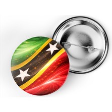 İberk 5 Adet - Iğneli Çanta Rozeti - Saint Kitts ve Nevis – Saint Kitts And Nevis Bayrağı - Abstract Ülke Bayraklı
