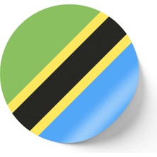 İberk 24 Adet - 7 cm Sticker Etiket - Vektörel Ülke Bayraklı Tanzania Tanzanya Bayrağı
