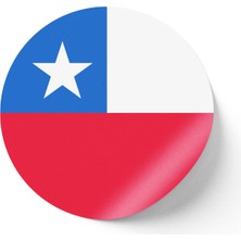 İberk 30 Adet - 5.5 cm Sticker Etiket - Vektörel Ülke Bayraklı Chile Şili Bayrağı