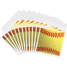 Valor 3drose Softball Yakın Çekim Fotoğraf Baskısı, Sarı ve Kırmızı Yumuşak Top, Tebrik Kartları, 15,24 x