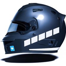 Valor Şerit Tasarımlı Süt Beyaz Motosiklet Kask Sticker
