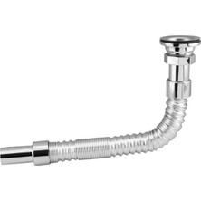 Valor Klasik Standart Lavabo Evye Sifonu Uzun Plastik Körüklü Kıvrılabilir 33-80 cm Uzayabilir Krom Renk