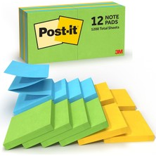 Valor Post-It Pop-Up Notes, 3 x 3, Jaipur Collection, 12 Pads/pack Mavi, Turuncu, Sar 100 Yaprak Pouch Ke