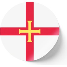 İberk 24 Adet - 7 cm Sticker Etiket - Vektörel Ülke Bayraklı Guernsey Bayrağı