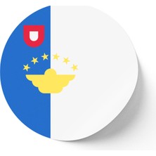 İberk 24 Adet - 7 cm Sticker Etiket - Vektörel Ülke Bayraklı Azores Islands Azor Adaları Bayrağı