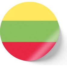 İberk 24 Adet - 7 cm Sticker Etiket - Vektörel Ülke Bayraklı Lithuania Litvanya Bayrağı