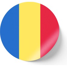İberk 30 Adet - 5.5 cm Sticker Etiket - Vektörel Ülke Bayraklı Romania Romanya Rumen Bayrağı